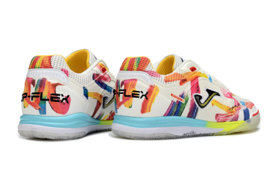 Joma Top Flex IC Indoor & Futsal Soccer Shoes - White/Bright Yellow/Blue Sky