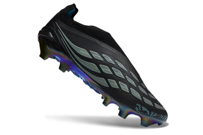 Adidas Predator 26 Elite Laceless FG Firm Ground Soccer Cleats - Black/Electric Blue/Shimmering Green