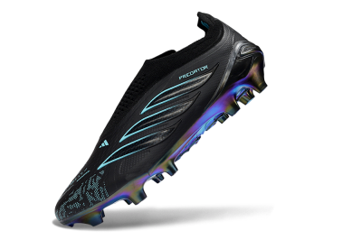 Adidas Predator 26 Elite Laceless FG Firm Ground Soccer Cleats - Black/Electric Blue/Shimmering Green