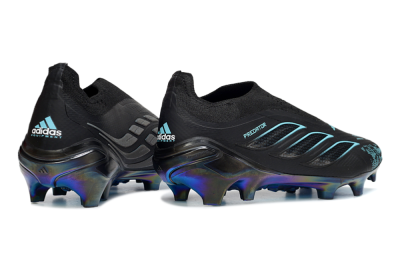 Adidas Predator 26 Elite Laceless FG Firm Ground Soccer Cleats - Black/Electric Blue/Shimmering Green
