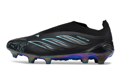 Adidas Predator 26 Elite Laceless FG Firm Ground Soccer Cleats - Black/Electric Blue/Shimmering Green