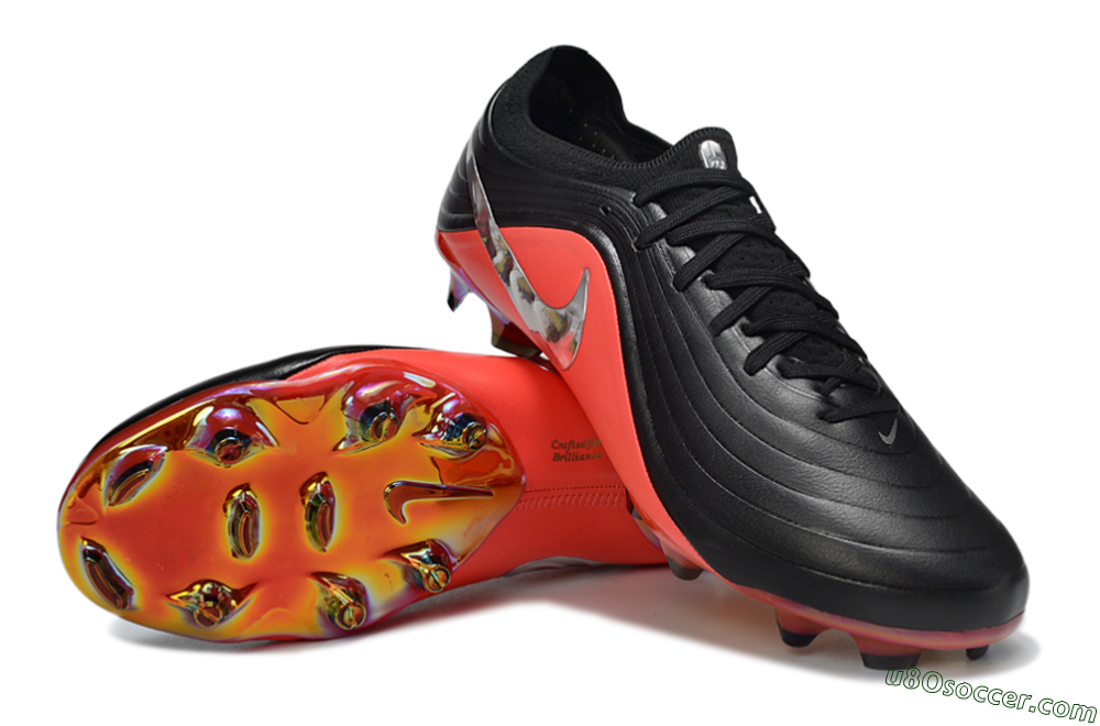 Nike Tiempo Legend 11 Elite FG Firm Ground Soccer Cleats - Black/Vibrant Coral/Shiny Silver 3