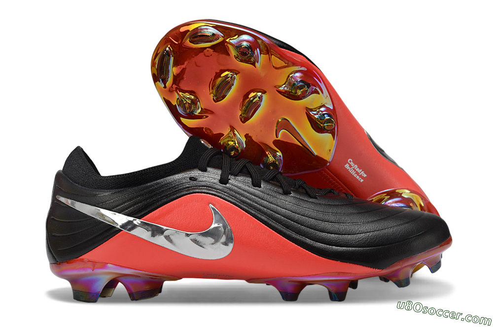 Nike Tiempo Legend 11 Elite FG Firm Ground Soccer Cleats - Black/Vibrant Coral/Shiny Silver 1