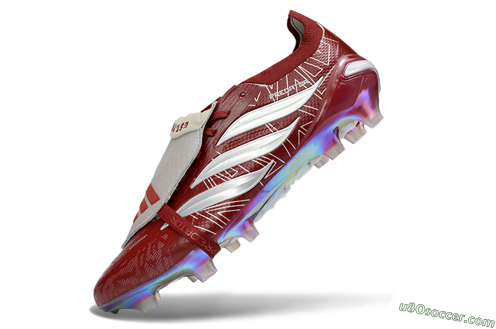 Adidas Predator 26 Elite Fold-Over Tongue FG Firm Ground Soccer Cleats - Red/Crimson Blaze/Metallic Silver 5