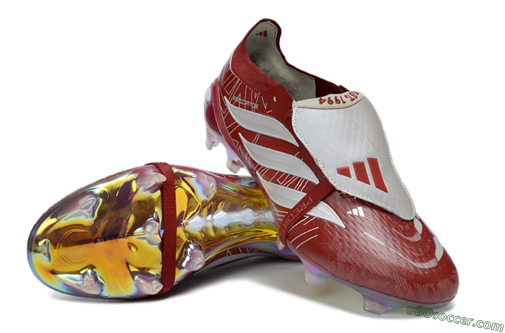Adidas Predator 26 Elite Fold-Over Tongue FG Firm Ground Soccer Cleats - Red/Crimson Blaze/Metallic Silver 3