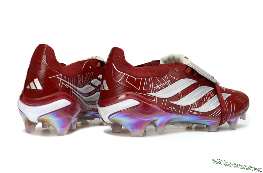 Adidas Predator 26 Elite Fold-Over Tongue FG Firm Ground Soccer Cleats - Red/Crimson Blaze/Metallic Silver 6