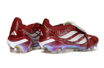 Adidas Predator 26 Elite Fold-Over Tongue FG Firm Ground Soccer Cleats - Red/Crimson Blaze/Metallic Silver