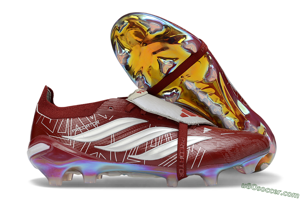 Adidas Predator 26 Elite Fold-Over Tongue FG Firm Ground Soccer Cleats - Red/Crimson Blaze/Metallic Silver 1