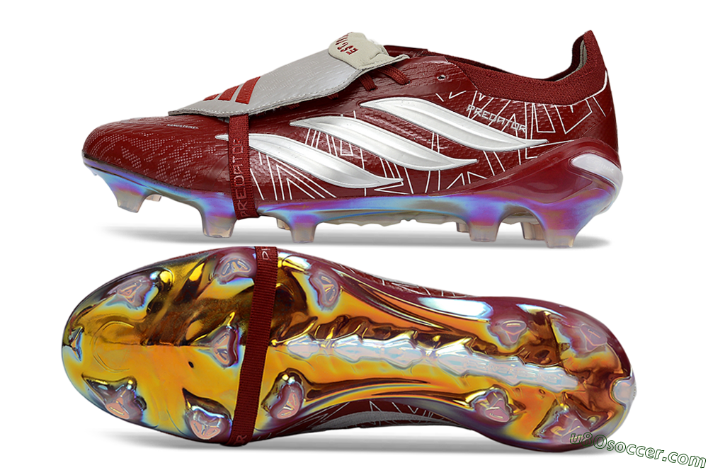 Adidas Predator 26 Elite Fold-Over Tongue FG Firm Ground Soccer Cleats - Red/Crimson Blaze/Metallic Silver 0