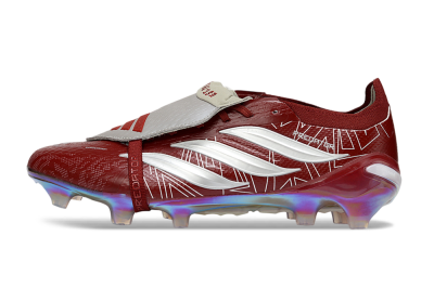 Adidas Predator 26 Elite Fold-Over Tongue FG Firm Ground Soccer Cleats - Red/Crimson Blaze/Metallic Silver