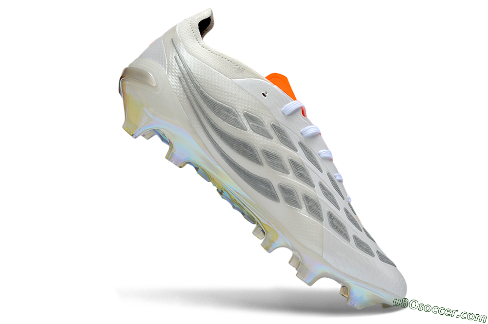 Adidas Predator 26 Elite FG Firm Ground Soccer Cleats - White/Neon Orange/Crystal White 4