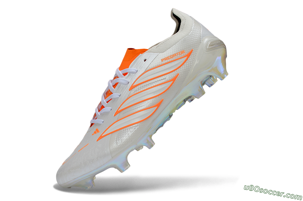 Adidas Predator 26 Elite FG Firm Ground Soccer Cleats - White/Neon Orange/Crystal White 5