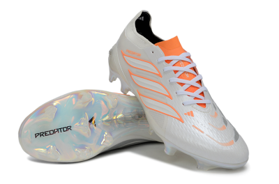 Adidas Predator 26 Elite FG Firm Ground Soccer Cleats - White/Neon Orange/Crystal White