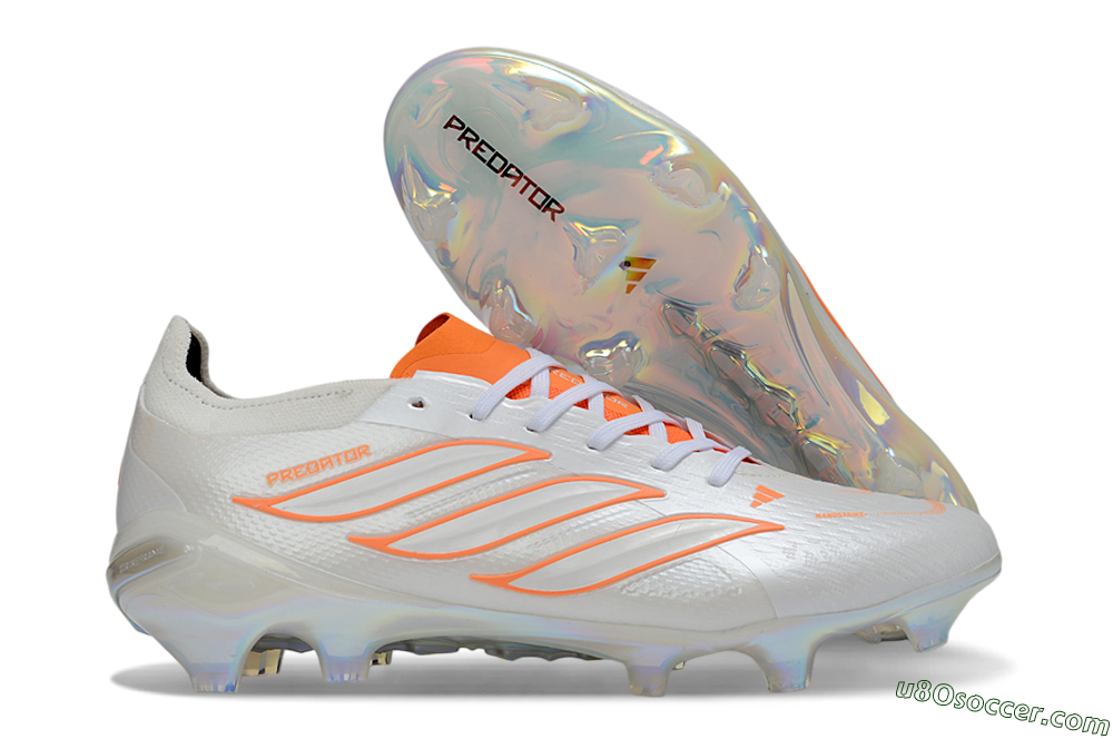 Adidas Predator 26 Elite FG Firm Ground Soccer Cleats - White/Neon Orange/Crystal White 1