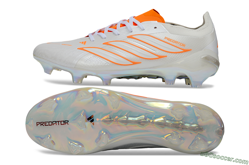 Adidas Predator 26 Elite FG Firm Ground Soccer Cleats - White/Neon Orange/Crystal White 0