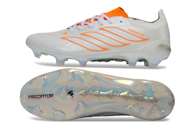 Adidas Predator 26 Elite FG Firm Ground Soccer Cleats - White/Neon Orange/Crystal White