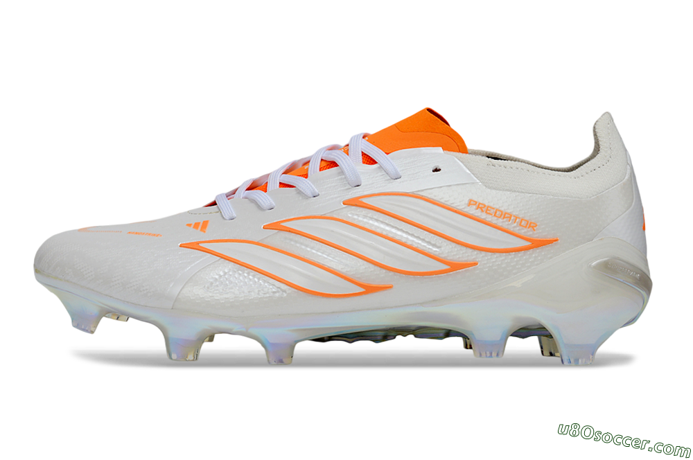 Adidas Predator 26 Elite FG Firm Ground Soccer Cleats - White/Neon Orange/Crystal White 2