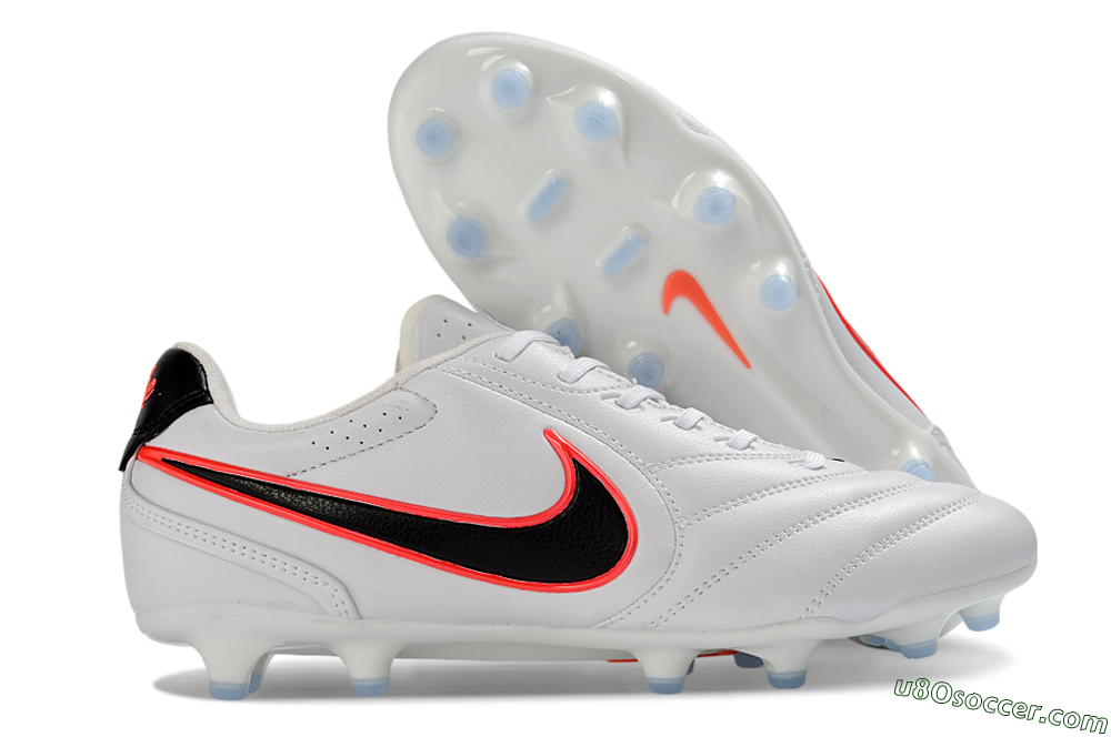 Nike Tiempo Ligera Pro FG Firm Ground Soccer Cleats - White/Neon Orange/Black 1