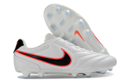 Nike Tiempo Ligera Pro FG Firm Ground Soccer Cleats - White/Neon Orange/Black