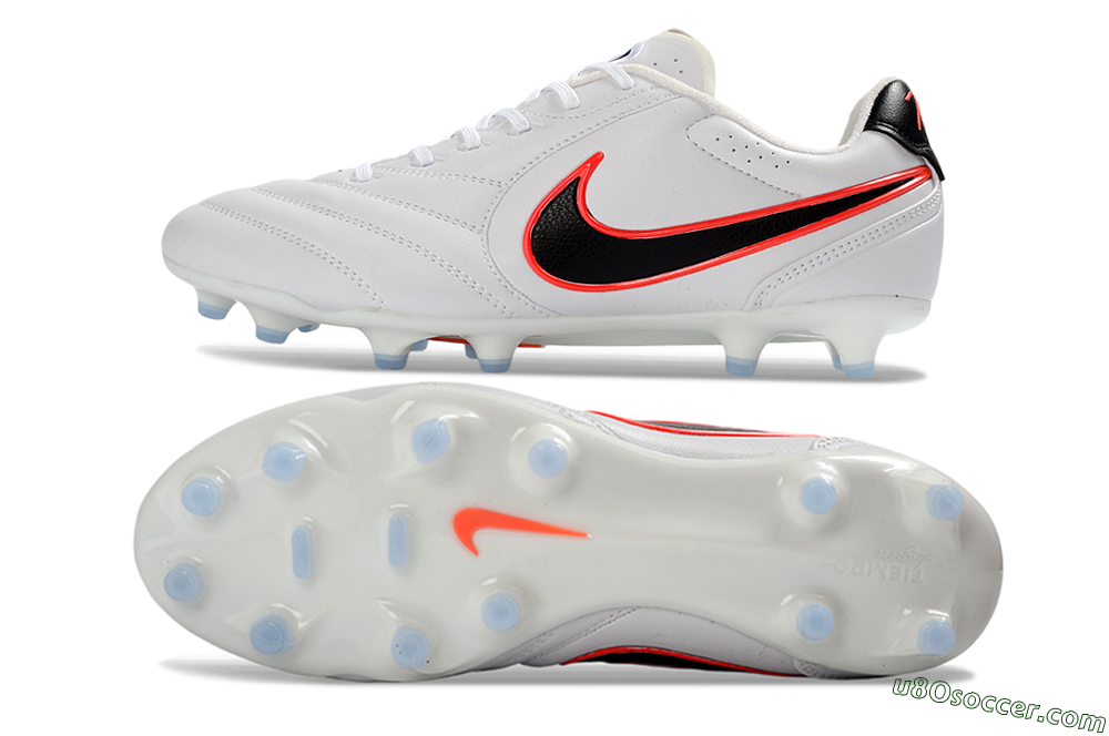 Nike Tiempo Ligera Pro FG Firm Ground Soccer Cleats - White/Neon Orange/Black 0