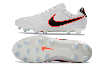 Nike Tiempo Ligera Pro FG Firm Ground Soccer Cleats - White/Neon Orange/Black