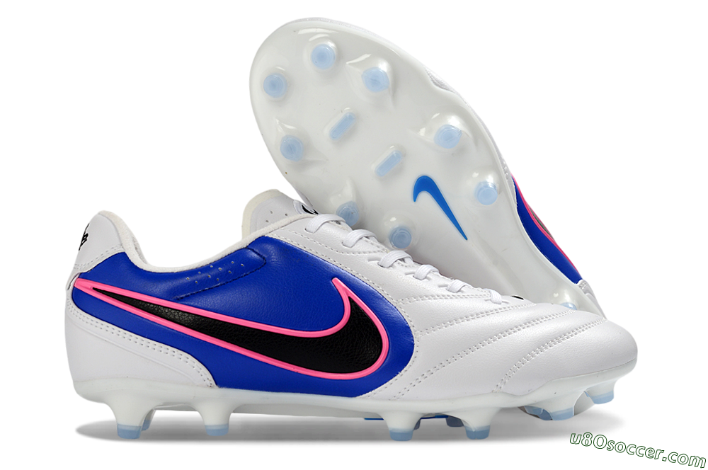 Nike Tiempo Ligera Pro FG Firm Ground Soccer Cleats - White/Electric Blue/Neon Pink 1