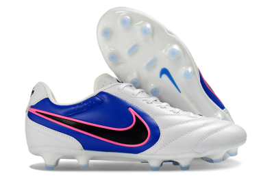 Nike Tiempo Ligera Pro FG Firm Ground Soccer Cleats - White/Electric Blue/Neon Pink