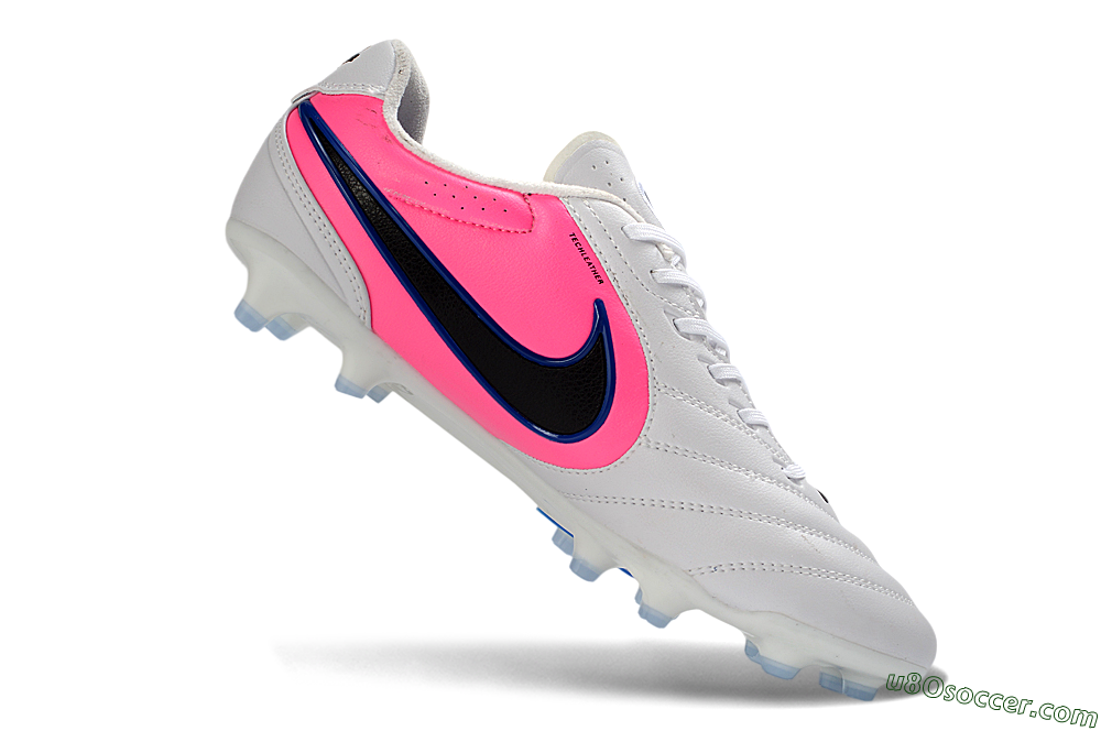 Nike Tiempo Ligera Pro FG Firm Ground Soccer Cleats - White/Electric Blue/Neon Pink 4