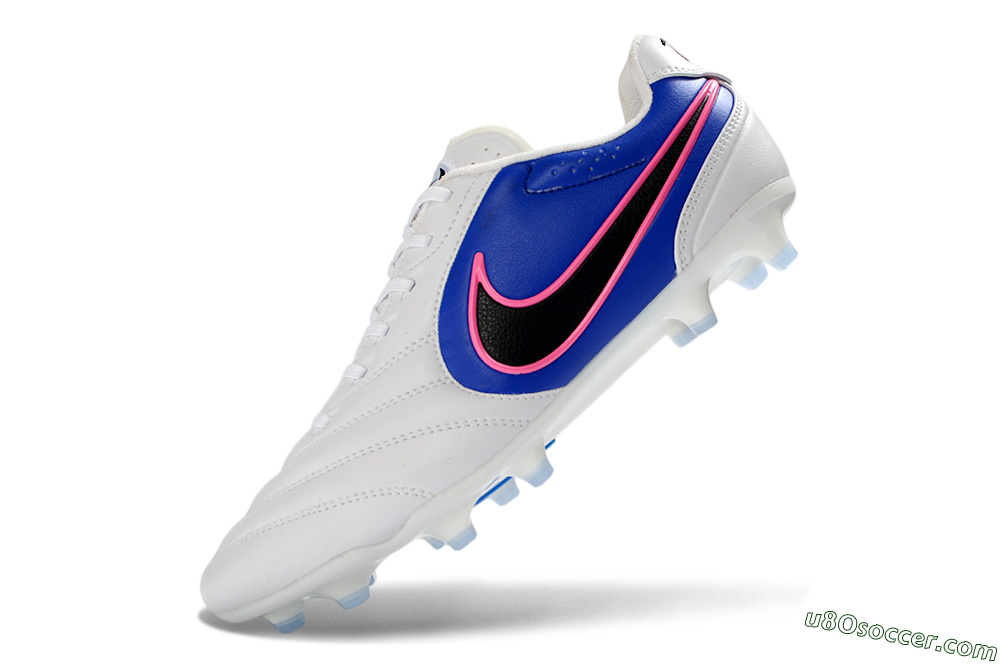 Nike Tiempo Ligera Pro FG Firm Ground Soccer Cleats - White/Electric Blue/Neon Pink 5
