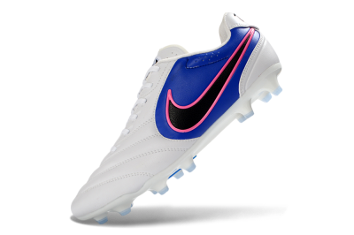 Nike Tiempo Ligera Pro FG Firm Ground Soccer Cleats - White/Electric Blue/Neon Pink
