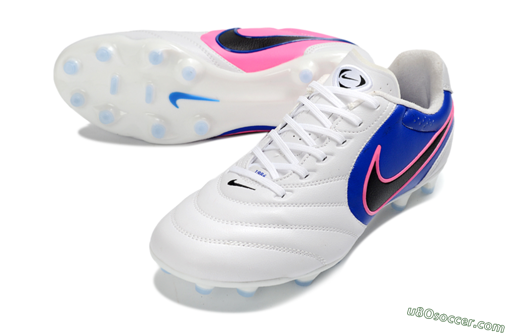 Nike Tiempo Ligera Pro FG Firm Ground Soccer Cleats - White/Electric Blue/Neon Pink 3