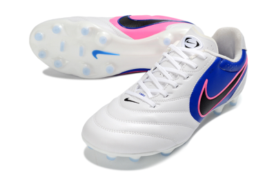 Nike Tiempo Ligera Pro FG Firm Ground Soccer Cleats - White/Electric Blue/Neon Pink