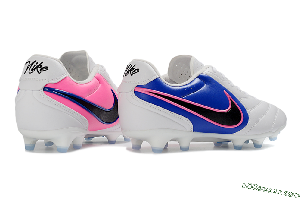 Nike Tiempo Ligera Pro FG Firm Ground Soccer Cleats - White/Electric Blue/Neon Pink 6