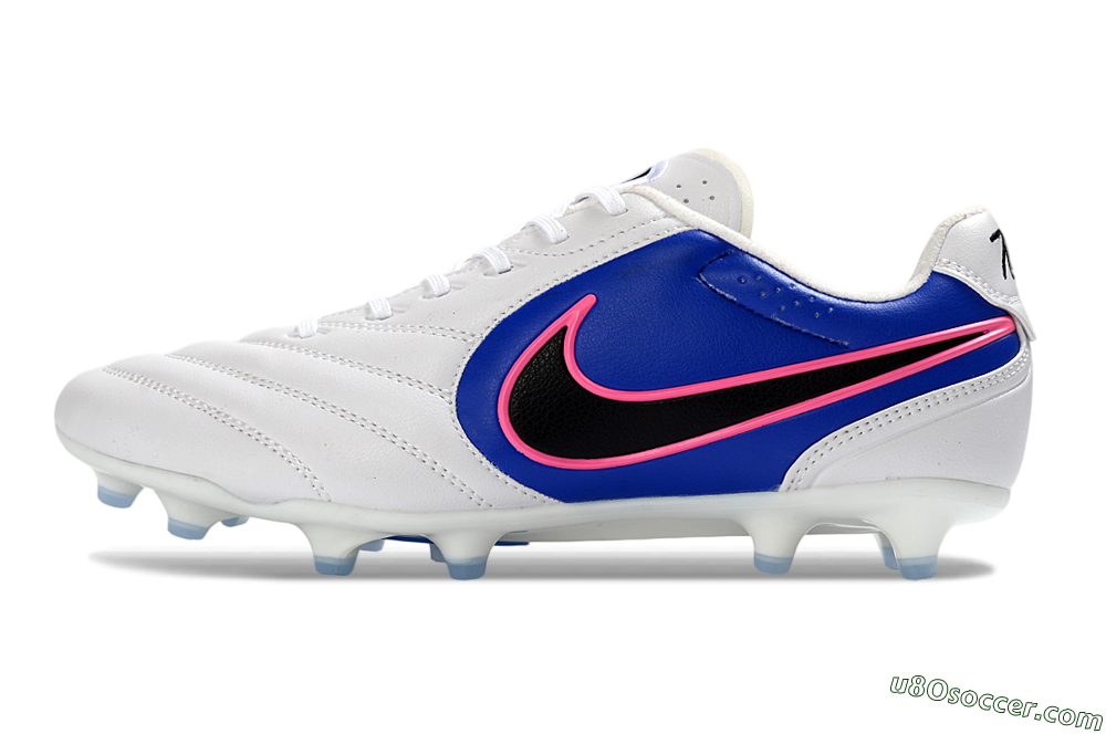 Nike Tiempo Ligera Pro FG Firm Ground Soccer Cleats - White/Electric Blue/Neon Pink 2