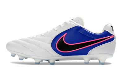 Nike Tiempo Ligera Pro FG Firm Ground Soccer Cleats - White/Electric Blue/Neon Pink