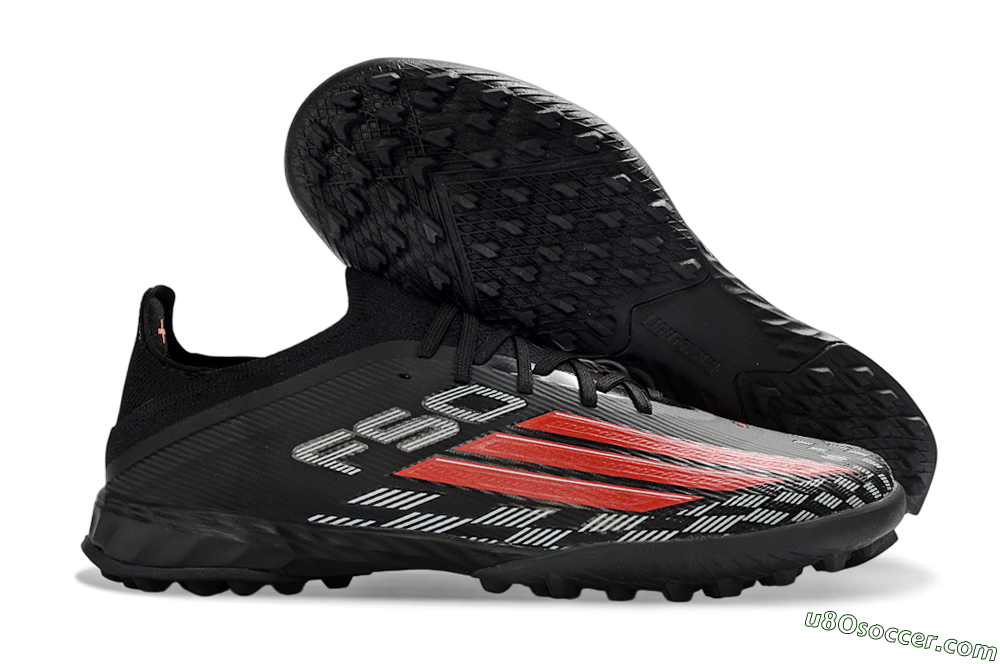 Adidas F50 Elite TF Artificial Turf Soccer Shoes - Black/Vibrant Red/Steel Grey 1