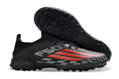 Adidas F50 Elite TF Artificial Turf Soccer Shoes - Black/Vibrant Red/Steel Grey