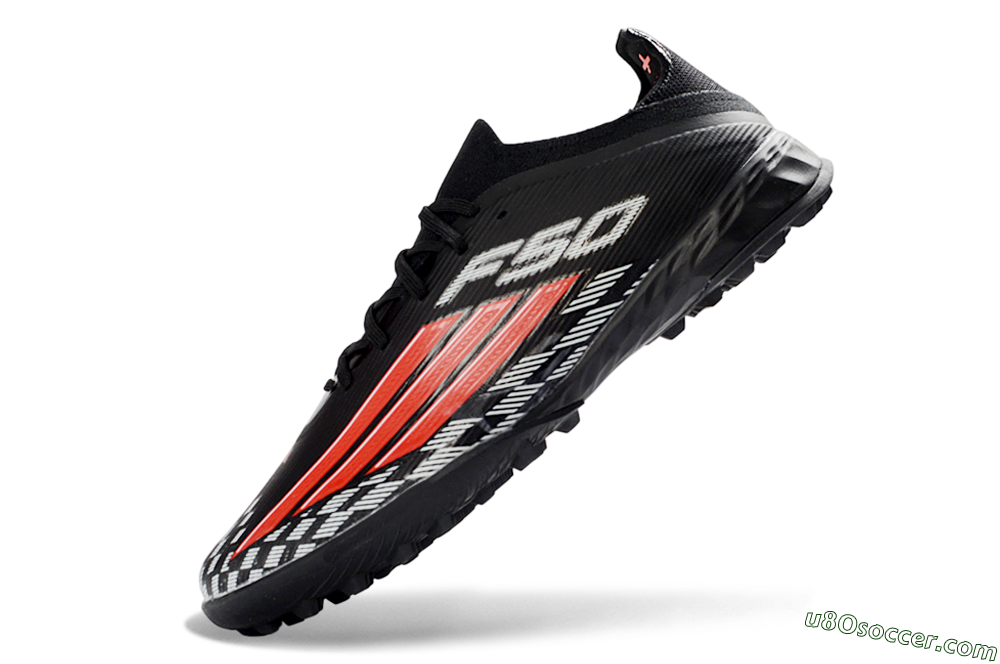 Adidas F50 Elite TF Artificial Turf Soccer Shoes - Black/Vibrant Red/Steel Grey 5