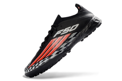Adidas F50 Elite TF Artificial Turf Soccer Shoes - Black/Vibrant Red/Steel Grey