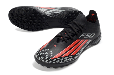Adidas F50 Elite TF Artificial Turf Soccer Shoes - Black/Vibrant Red/Steel Grey
