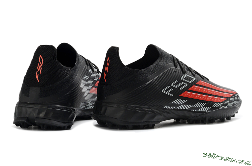 Adidas F50 Elite TF Artificial Turf Soccer Shoes - Black/Vibrant Red/Steel Grey 6
