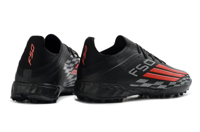 Adidas F50 Elite TF Artificial Turf Soccer Shoes - Black/Vibrant Red/Steel Grey