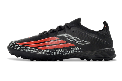 Adidas F50 Elite TF Artificial Turf Soccer Shoes - Black/Vibrant Red/Steel Grey