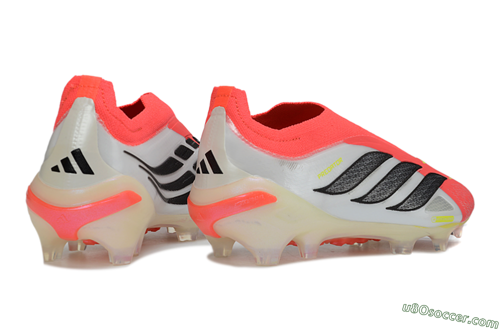 Adidas Predator 26 Elite Laceless FG Firm Ground Soccer Cleats - Red/Neon Orange/Metallic Silver 6