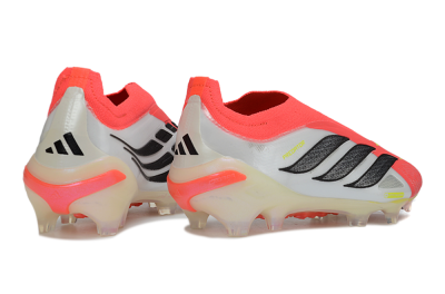 Adidas Predator 26 Elite Laceless FG Firm Ground Soccer Cleats - Red/Neon Orange/Metallic Silver