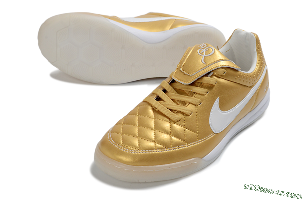 Nike Tiempo Legend SE IC Indoor & Futsal Soccer Shoes - Gold/Metallic Gold/White 3