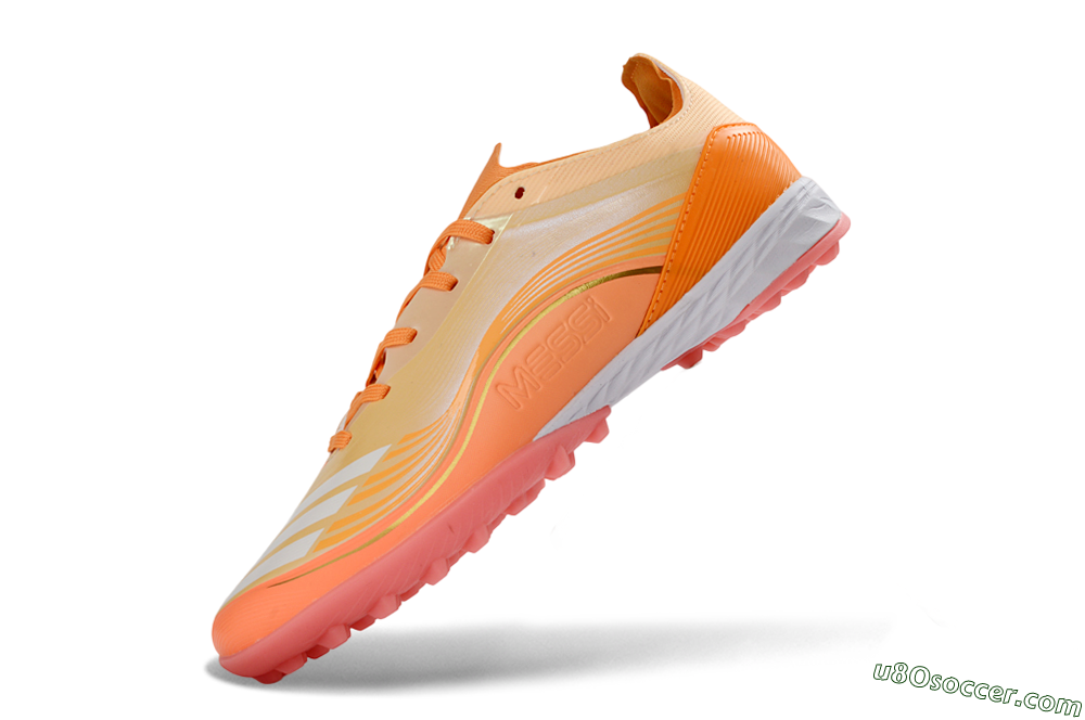 Messi x Adidas F50 Pro TF Artificial Turf Soccer Shoes - Orange/Coral Blaze/Pink Burst 6