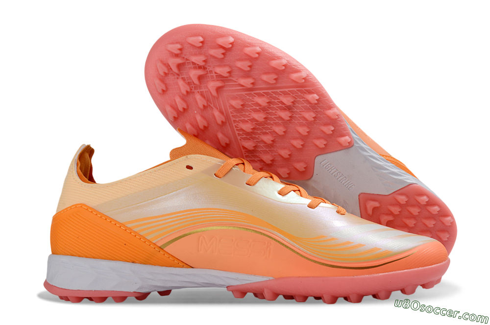 Messi x Adidas F50 Pro TF Artificial Turf Soccer Shoes - Orange/Coral Blaze/Pink Burst 1