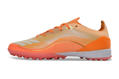 Messi x Adidas F50 Pro TF Artificial Turf Soccer Shoes - Orange/Coral Blaze/Pink Burst