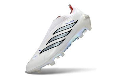 Adidas Predator 26 Elite Laceless FG Firm Ground Soccer Cleats - White/Iridium Silver/Black